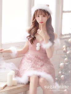 画像9: 値下げ！【即日発送】ファーショルダー/ スパンコールチュール/ 刺繍レースフレアサンタ【sugar nine サンタコス 4点セット】【S-XLサイズ/2カラー】[OF04] (9)