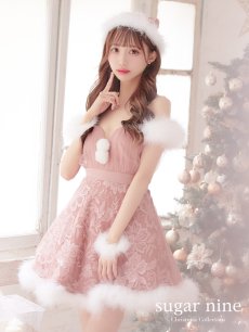 画像8: 値下げ！【即日発送】ファーショルダー/ スパンコールチュール/ 刺繍レースフレアサンタ【sugar nine サンタコス 4点セット】【S-XLサイズ/2カラー】[OF04] (8)