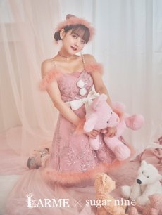 画像2: SALE!【即日発送】  ファーショルダー/ スパンコール刺繍フレアサンタ【sugar nine サンタコス 5点セット】【S-XLサイズ/2カラー】 [OF04] (2)