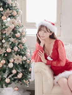 画像1: SALE!【即日発送】総レースチュールロングスリーブサンタ【sugar nine サンタコス 3点セット】【S-Lサイズ/1カラー】[OF04] (1)