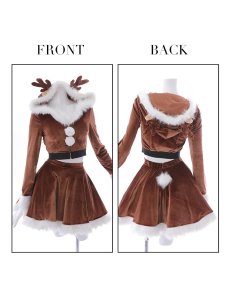 画像10: 【即日発送】フード/ トナカイ/  セットアップ/ フレアサンタ【sugar nine サンタコス 4点セット】【S-Lサイズ/1カラー】[OF04] (10)