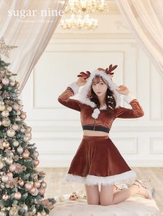 画像3: 【即日発送】フード/ トナカイ/  セットアップ/ フレアサンタ【sugar nine サンタコス 4点セット】【S-Lサイズ/1カラー】[OF04] (3)