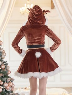 画像6: 【即日発送】フード/ トナカイ/  セットアップ/ フレアサンタ【sugar nine サンタコス 4点セット】【S-Lサイズ/1カラー】[OF04] (6)