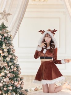 画像8: 【即日発送】フード/ トナカイ/  セットアップ/ フレアサンタ【sugar nine サンタコス 4点セット】【S-Lサイズ/1カラー】[OF04] (8)