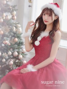画像2: SALE!【即日発送】ケミカルレースチュールドレスワンピースフレアサンタ【sugar nine サンタコス 4点セット】【S-Lサイズ/1カラー】[OF04] (2)