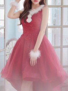 画像4: SALE!【即日発送】ケミカルレースチュールドレスワンピースフレアサンタ【sugar nine サンタコス 4点セット】【S-Lサイズ/1カラー】[OF04] (4)