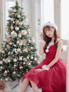 画像7: SALE!【即日発送】ケミカルレースチュールドレスワンピースフレアサンタ【sugar nine サンタコス 4点セット】【S-Lサイズ/1カラー】[OF04] (7)