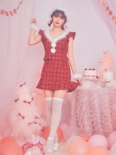 画像15: 【即日発送】ツイード/ セットアップ/ マーメイドフレアミニドレスサンタ【sugar nine サンタコス 5点セット】【XS-Mサイズ/5カラー】[OF04] (15)