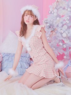 画像2: 【即日発送】ツイード/ セットアップ/ マーメイドフレアミニドレスサンタ【sugar nine サンタコス 5点セット】【XS-Mサイズ/5カラー】[OF04] (2)