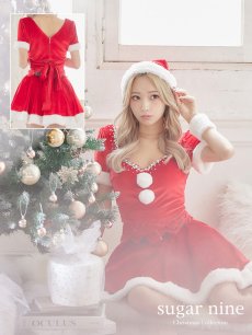 画像2: SALE!値下げ！【即日発送】バックリボンセットアップミニ丈フレアサンタ【sugar nine サンタコス 6点セット】【XS-Mサイズ/1カラー】[OF04] (2)