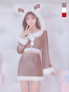 画像3: 【即日発送！】【サンタコス 4点セット】【S-Lサイズ/3カラー】セットアップバニーサンタコスプレ[OF04] (3)