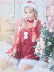 画像17: SALE!即日発送!【サンタコス 3点セット】【S-XLサイズ/1カラー】チュールスリーブレースリボンサンタコスプレ[OF04] (17)