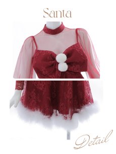 画像35: SALE!即日発送!【サンタコス 3点セット】【S-XLサイズ/1カラー】チュールスリーブレースリボンサンタコスプレ[OF04] (35)