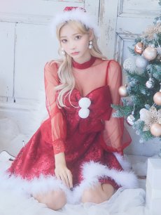 画像24: SALE!即日発送!【サンタコス 3点セット】【S-XLサイズ/1カラー】チュールスリーブレースリボンサンタコスプレ[OF04] (24)