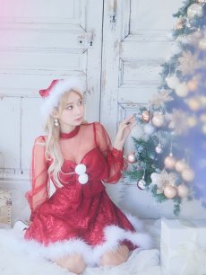 画像30: SALE!即日発送!【サンタコス 3点セット】【S-XLサイズ/1カラー】チュールスリーブレースリボンサンタコスプレ[OF04] (30)