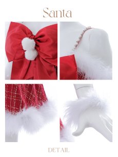 画像23: 【即日発送！】【サンタコス 5点セット】【S-XLサイズ/1カラー】リボンキャミソールフレアツイードサンタコスプレ[OF04] (23)