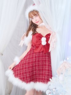 画像3: 【即日発送！】【サンタコス 5点セット】【S-XLサイズ/1カラー】リボンキャミソールフレアツイードサンタコスプレ[OF04] (3)