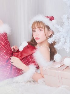 画像17: 【即日発送！】【サンタコス 5点セット】【S-XLサイズ/1カラー】リボンキャミソールフレアツイードサンタコスプレ[OF04] (17)