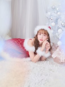 画像12: 【即日発送！】【サンタコス 5点セット】【S-XLサイズ/1カラー】リボンキャミソールフレアツイードサンタコスプレ[OF04] (12)