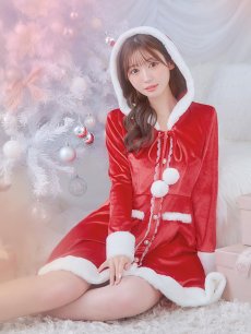 画像1: 【即日発送!】【サンタコス 1点セット】【S-Lサイズ/1カラー】ワンピースコート風サンタ[OF04] (1)