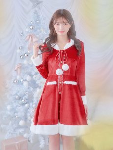 画像4: 【即日発送!】【サンタコス 1点セット】【S-Lサイズ/1カラー】ワンピースコート風サンタ[OF04] (4)