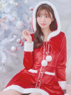 画像9: 【即日発送!】【サンタコス 1点セット】【S-Lサイズ/1カラー】ワンピースコート風サンタ[OF04] (9)