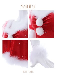 画像21: SALE!【即日発送】【サンタコス 4点セット】【S-Lサイズ/1カラー】ベロアパールフレアスカートサンタコスプレ[OF04] (21)