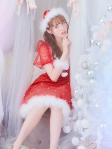 画像3: SALE!【即日発送】【サンタコス 4点セット】【S-Lサイズ/1カラー】ベロアパールフレアスカートサンタコスプレ[OF04] (3)