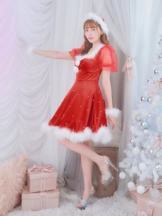 画像4: SALE!【即日発送】【サンタコス 4点セット】【S-Lサイズ/1カラー】ベロアパールフレアスカートサンタコスプレ[OF04] (4)