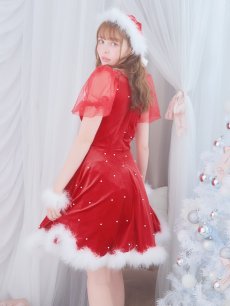 画像11: SALE!【即日発送】【サンタコス 4点セット】【S-Lサイズ/1カラー】ベロアパールフレアスカートサンタコスプレ[OF04] (11)