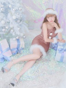 画像2: 【即日発送】【サンタコス4点セット】【S-Lサイズ/1カラー】ワンショルダーリボンサンタコスプレ[OF04] (2)