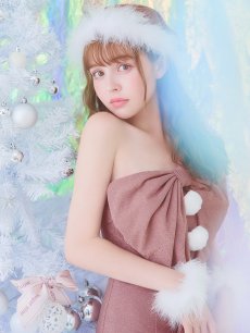 画像3: 【即日発送】【サンタコス4点セット】【S-Lサイズ/1カラー】ワンショルダーリボンサンタコスプレ[OF04] (3)
