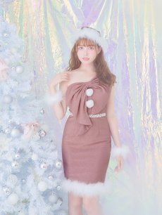 画像4: 【即日発送】【サンタコス4点セット】【S-Lサイズ/1カラー】ワンショルダーリボンサンタコスプレ[OF04] (4)