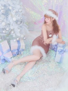 画像8: 【即日発送】【サンタコス4点セット】【S-Lサイズ/1カラー】ワンショルダーリボンサンタコスプレ[OF04] (8)