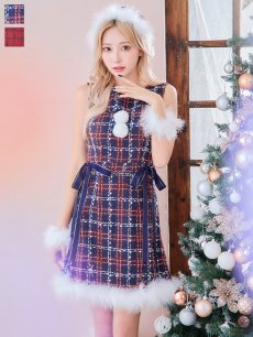 画像1: SALE!即日発送!【サンタコス 4点セット】【S-Lサイズ/2カラー】サイドリボンツイードサンタコスプレ[OF04] (1)