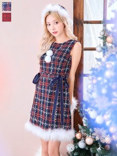 画像3: SALE!即日発送!【サンタコス 4点セット】【S-Lサイズ/2カラー】サイドリボンツイードサンタコスプレ[OF04] (3)