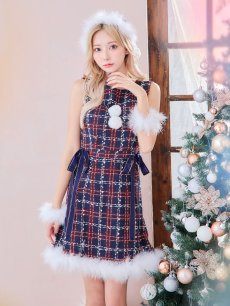 画像4: SALE!即日発送!【サンタコス 4点セット】【S-Lサイズ/2カラー】サイドリボンツイードサンタコスプレ[OF04] (4)