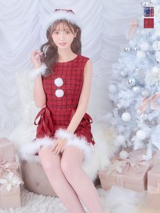 画像3: SALE!即日発送！【サンタコス 4点セット】【S-Lサイズ/2カラー】サイドリボンツイードサンタコスプレ[OF04] (3)