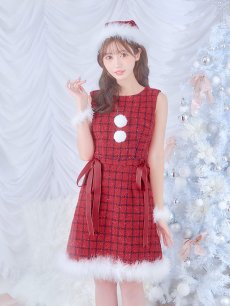 画像4: SALE!即日発送！【サンタコス 4点セット】【S-Lサイズ/2カラー】サイドリボンツイードサンタコスプレ[OF04] (4)