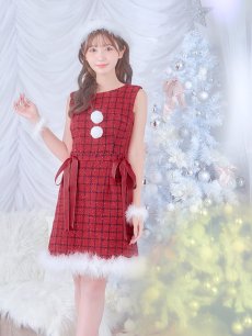 画像10: SALE!即日発送！【サンタコス 4点セット】【S-Lサイズ/2カラー】サイドリボンツイードサンタコスプレ[OF04] (10)