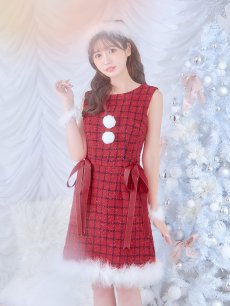 画像14: SALE!即日発送！【サンタコス 4点セット】【S-Lサイズ/2カラー】サイドリボンツイードサンタコスプレ[OF04] (14)