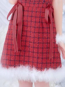 画像17: SALE!即日発送！【サンタコス 4点セット】【S-Lサイズ/2カラー】サイドリボンツイードサンタコスプレ[OF04] (17)