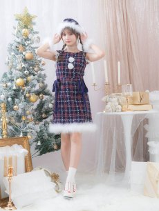 画像4: SALE!即日発送！【サンタコス 4点セット】【S-Lサイズ/2カラー】サイドリボンツイードサンタコスプレ[OF04] (4)