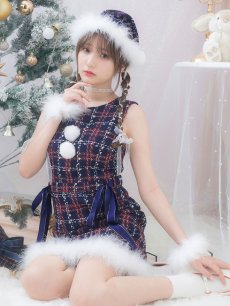 画像9: SALE!即日発送！【サンタコス 4点セット】【S-Lサイズ/2カラー】サイドリボンツイードサンタコスプレ[OF04] (9)