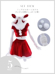 画像39: 【即日発送】【サンタコス 5点セット】【XS-XLサイズ/4カラー】セットアップバニーフレアサンタ[OF04] (39)