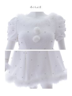 画像29: 【即日発送！】【サンタコス 4点セット】【XS-XLサイズ/3カラー】ツイードビジュープリーツスカートサンタコスプレ[OF04] (29)