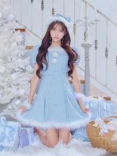 画像13: 【即日発送！】【サンタコス 4点セット】【XS-XLサイズ/3カラー】ツイードビジュープリーツスカートサンタコスプレ[OF04] (13)