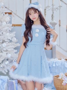 画像18: 【即日発送！】【サンタコス 4点セット】【XS-XLサイズ/3カラー】ツイードビジュープリーツスカートサンタコスプレ[OF04] (18)