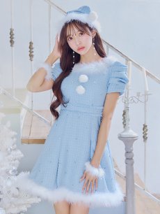 画像20: 【即日発送！】【サンタコス 4点セット】【XS-XLサイズ/3カラー】ツイードビジュープリーツスカートサンタコスプレ[OF04] (20)