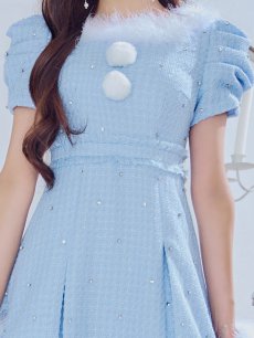 画像6: 【即日発送！】【サンタコス 4点セット】【XS-XLサイズ/3カラー】ツイードビジュープリーツスカートサンタコスプレ[OF04] (6)